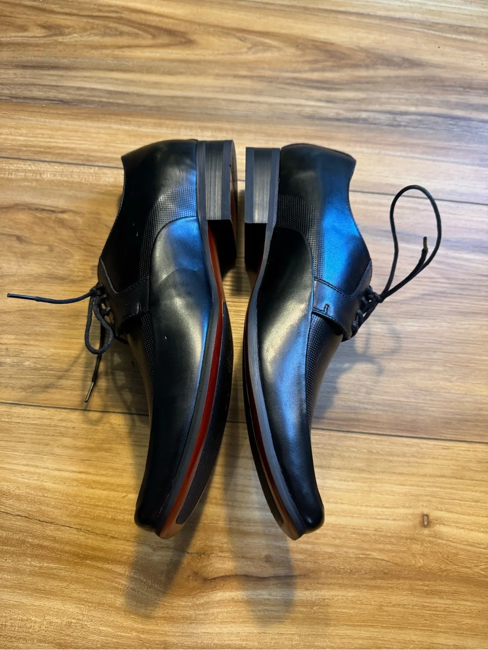 Steve Madden Black Leather Square-Toe Derby Shoes